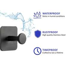 强力粘性金属挂钩，适用于淋浴配件套装、衣柜入口收纳、壁挂式挂钩、浴室毛巾架、帽子、外套（黑色方形）