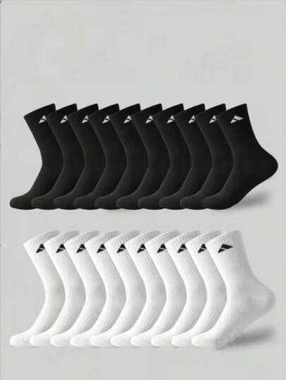 5/10/20 pares de calcetines largos casuales, calcetines unisex de media caña minimalistas, cómodos y transpirables, adecuados para el otoño