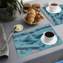 Bộ 1/4/6 tấm lót bàn ăn bằng vải lanh họa tiết đàn cá hình học, thích hợp cho bàn ăn, trang trí quanh năm, thảm trải bàn hiện đại có thể giặt được, trang trí phòng, lót ly, thảm trải bàn ăn nhà bếp, trang trí tiệc trong nhà và ngoài trời, trang trí nhà cửa, quà tặng lý tưởng. - Nhiều màu - Xem 7