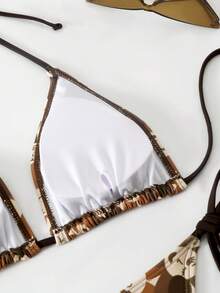 Bộ bikini hai mảnh buộc dây cổ in hình hoạt hình gợi cảm dành cho nữ, thích hợp cho mùa hè đi biển. - Nhiều màu - Xem 6