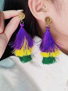 Par por par, nuevos pendientes de moda de carnaval para mujer de estilo largo, de múltiples capas con flecos, con temperamento simple y pendientes de estilo bosnio - Multicolor - Ver 4