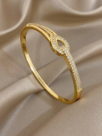 1 st geometrisk vattendroppe gyllene armband för kvinnor lyxig zirkonia elegant armband för vardag och fest födelsedag jul smycken gåvor