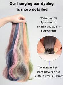 20inch Kids' Colored Curly Hair Extensions, One-Piece Seamless Invisible Clip-In Hair Extension For Adorable And Sweet Look - Multicolor - View 6