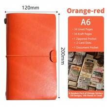 1 cuốn sổ tay đóng gáy sáng tạo kèm dải đánh dấu trang bằng kim loại, bao gồm giấy Kraft + giấy kẻ ô + túi đựng PVC, thích hợp để viết nhật ký, sổ tay du lịch cổ điển, văn phòng phẩm cho học sinh. - Nhiều màu - Xem 25