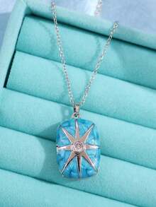 1件复古优雅浪漫不对称可开启银色吊坠项链，适合日常、通勤、节日、派对等场合，是送给女性的理想礼物。 - 彩色 - 查看 12