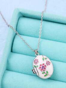 1件复古优雅浪漫不对称可开启银色吊坠项链，适合日常、通勤、节日、派对等场合，是送给女性的理想礼物。 - 彩色 - 查看 21