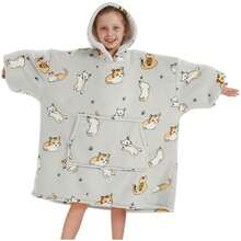 Yostyle Sudadera Cobija para Niño y Niña,Manta con Capucha Portatil para Frio e Invierno Talla Grande,Cobija con Gigante Bolsillo Franela Gruesa y Cómoda,Multifuncional,Regalo de Invierno - Beige-Gato - Ver 1
