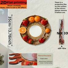 1pc Fruit Basket Wall Hanging Mirror, Flat Wooden Wall Art, Acrylic Mirror Surface, Home Wall Decor, Room Decoration, Holiday Birthday Gift, Unique Decorative Mirror, Minimalist Style Flat Mirror, Art Decor, Please Peel Off Front Protective Film Before Use - LQ - View 6