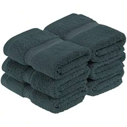 Superior, 900 gram, Long-Staple Combed Cotton 6-Piece Set, White(Face Towel Verde azulado)