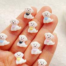 10/30/50pcs Resin Hand-Painted Cute Cartoon Animal Dog Decorations - Vibrant Mini Flat Back Decorations For DIY Arts - Charming Playfulness, Smooth Surface - Random Mixed - Multicolor - View 9