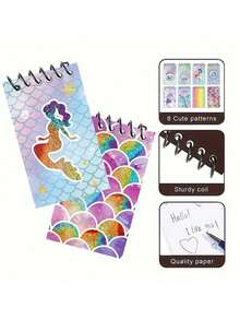 Bộ 10 món quà tặng theo chủ đề nàng tiên cá, bao gồm sổ tay lò xo mini hình nàng tiên cá và bút hình đuôi cá, thích hợp làm phần thưởng trong lớp học, quà sinh nhật chủ đề đại dương hoặc quà nhét vào túi quà tặng trong các bữa tiệc. - Nhiều màu - Xem 5
