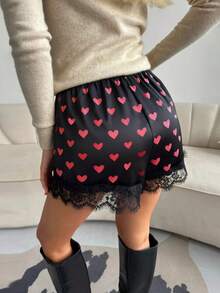 Satin Silk Boxers Shorts For Women Y2k Lace Trim Micro Mini Pajama Shorts French Knickers Low Rise Coquette Lounge Slip Pj Bottoms - Đỏ - Xem 6