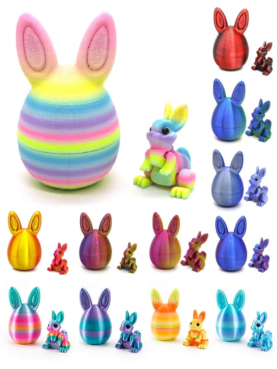 1pc 3D Rabbit Easter Egg, Creative Holiday Decor Gift, Suitable For Family Events, Holiday Outdoor, Easter Egg Hunt, Birthday Party, Outdoor Fun, Lawn Carnival, Thanksgiving, Back To School (Random Color Distribution In Rainbow Series) - Multicolor - View 1