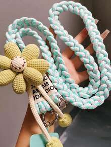 2026 New Year Gift, Diagonal Phone Lanyard, Valentine's Day Bracelet Lanyard, Heart Clasp + Cartoon Sunflower Phone Lanyard, Long Diagonal Style, Can Be Matched With Creative Outdoor Hiking Anti-Lost Chain Small Bee Bag Set, Suitable As Mother's Day, Family Gathering, Friend's Birthday And Holiday Gift. - Multicolor - View 12