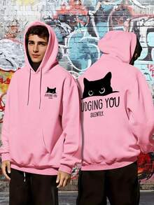 Men's Hoodie - Funny "Judging You Silently" Graphic Pullover Sweatshirt - Hooded Sweatshirt With Front Pocket - Black - View 12