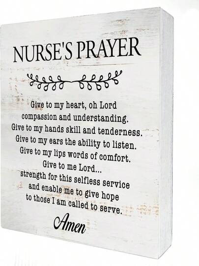 Nurse's Prayer Decor Nursing Graduation Gift Nurse Decorations Home Office Wood Sign For Desk Table Shelf 5 X 5 Inches.Jpg