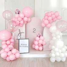 51个/粉白气球，10/12英寸柔和婴儿粉哑光白乳胶气球套装，含五彩纸屑气球，适合女孩、公主、女性生日、婴儿派对、新娘送礼会、周年纪念、订婚、婚礼派对装饰 - 彩色 - 查看 4