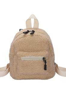 Mochila minimalista de nailon de unicolor, versátil y de moda - Caqui - Ver 7