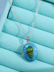 1件复古优雅浪漫不对称可开启银色吊坠项链，适合日常、通勤、节日、派对等场合，是送给女性的理想礼物。 - 彩色 - 查看 36