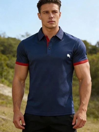 Men's Short Sleeve Polo Shirt, Quick-Dry, Suitable For Outdoor Sports, Daily Wear, Business, Breathable Collared T-Shirt