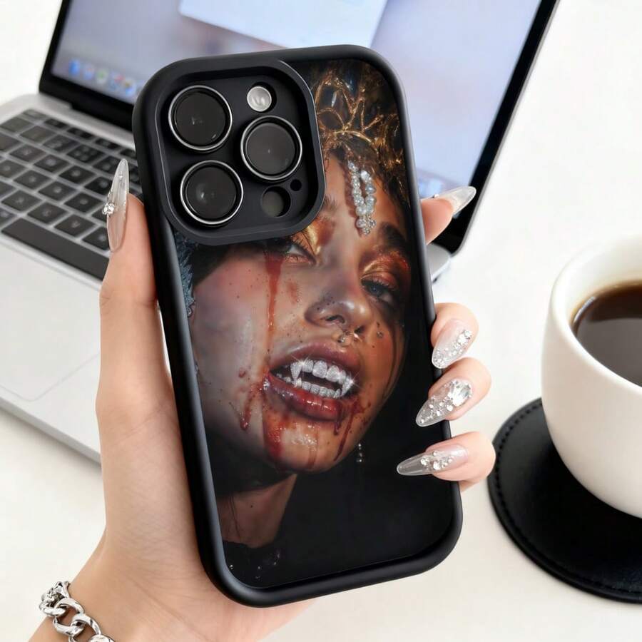 Funda de teléfono de moda, compatible con varios modelos de , y , funda de teléfono con diseño de maquillaje de sangre de chica de terror para modelos de , y , protector de teléfono, fundas de pareja, regalo para novio o novia, presente de vacaciones, este es un regalo popular para amigos o socios, adecuado para ocasiones de negocios. Duradera, resistente a las manchas y a las huellas dactilares, esta nueva funda para teléfono de hombres y mujeres es un gran regalo. - Blanco - Ver 1
