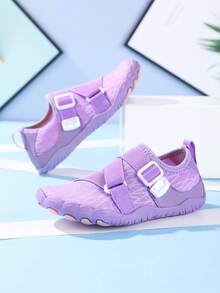 LOUN 1 Pair Kids' Summer Quick-Dry Fashionable Random Print Breathable Mesh Low-Top Slip-On Water Shoes With Hook And Loop, Boys' Barefoot Beach Swimming Shoes With Rubber Soles For Outdoor Cycling, Indoor Fitness Yoga Running Jumping Rope - Mauve Purple - View 8