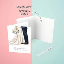 Bộ 2 thiệp chúc mừng đám cưới lãng mạn dành cho cặp đôi, kèm phong bì, thích hợp cho cô dâu, chú rể, khách mời, trang trí sự kiện, được thiết kế đặc biệt cho các cặp đôi hạnh phúc, món quà cưới lý tưởng cho bất kỳ ai. - Nhiều màu - Xem 5