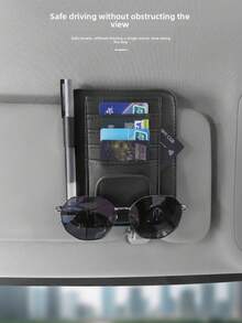 Practical New Car Sun Visor Storage Clip, Thin Multi-Card Slot Sturdy Backclip, PU Leather, Car Interior Organization, Essential Car Storage Organizer For Car Owners