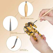 10pcs Assorted Wooden Nylon Paint Brush Set, Ideal For Artistic Creation, Fine Nylon Bristles Suitable For Acrylic, Watercolor, Oil Paint, Crafts And Model Making. - Sets - View 6