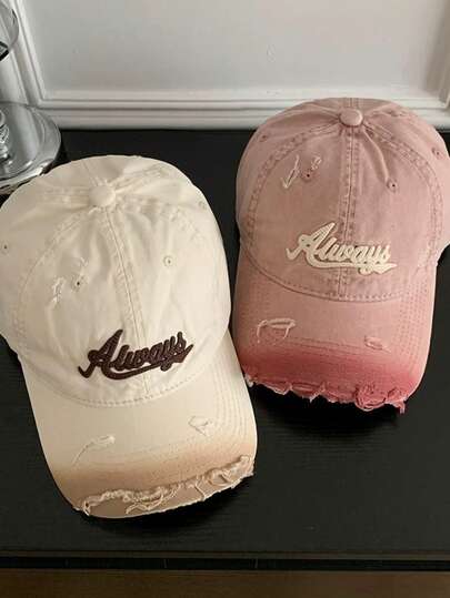 Distressed Ombre Casual Snapback Cap, Unisex Vintage American Style Sun Protection Baseball Hat, Flattering