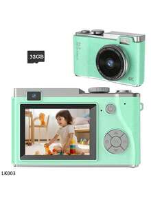 Appareil photo de voyage/pour enfants 4K 48MP à double objectif avec autofocus, zoom optique 16X, écran 2,4", carte 32 Go, flash intégré - léger et portable, convient aux débutants - Multicolore - Voir 17