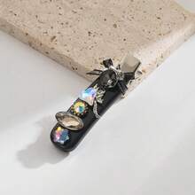 1pc Solid Color Korean Style Elegant Bangs Clip, Simple Fashion Shiny Heart Gem Mesh Bow Decor Hair Clip, Cute Fairy Graceful Hair Accessory, Head Accessories, Hair Accessories For Women