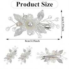 White Flower Hair Clip, Bridal Hair Flowers With Silver Vine Wedding Accessories For Girls Women Elegant Floral Clips For Brides - White Flower Hair Clip - 查看 2
