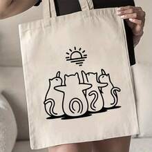 Tote Bag Unisex Shoulder Bag For Commuting Travel Daily Use Black And White Color Options Suitable For Beach City Shopping Outdoor Activities - trắng - Xem 5