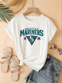 Men's New Casual Sports T-Shirt Seattle Mariners Baseball Team Logo T Shirt Men Women Unisex Casual Short Sleeve Tee Black 1998 Design SportswearSuitable For Baseball, Ice Hockey, Rugby, Sports Eventsholiday Partiesoutingssports And Other Holiday Gifts - 白色 - 查看 5