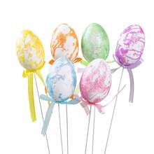 6Pcs Easter Artificial Egg Picks Decorative Sticks For Vase Table Toppers Party Supplies - Colorful - View 7