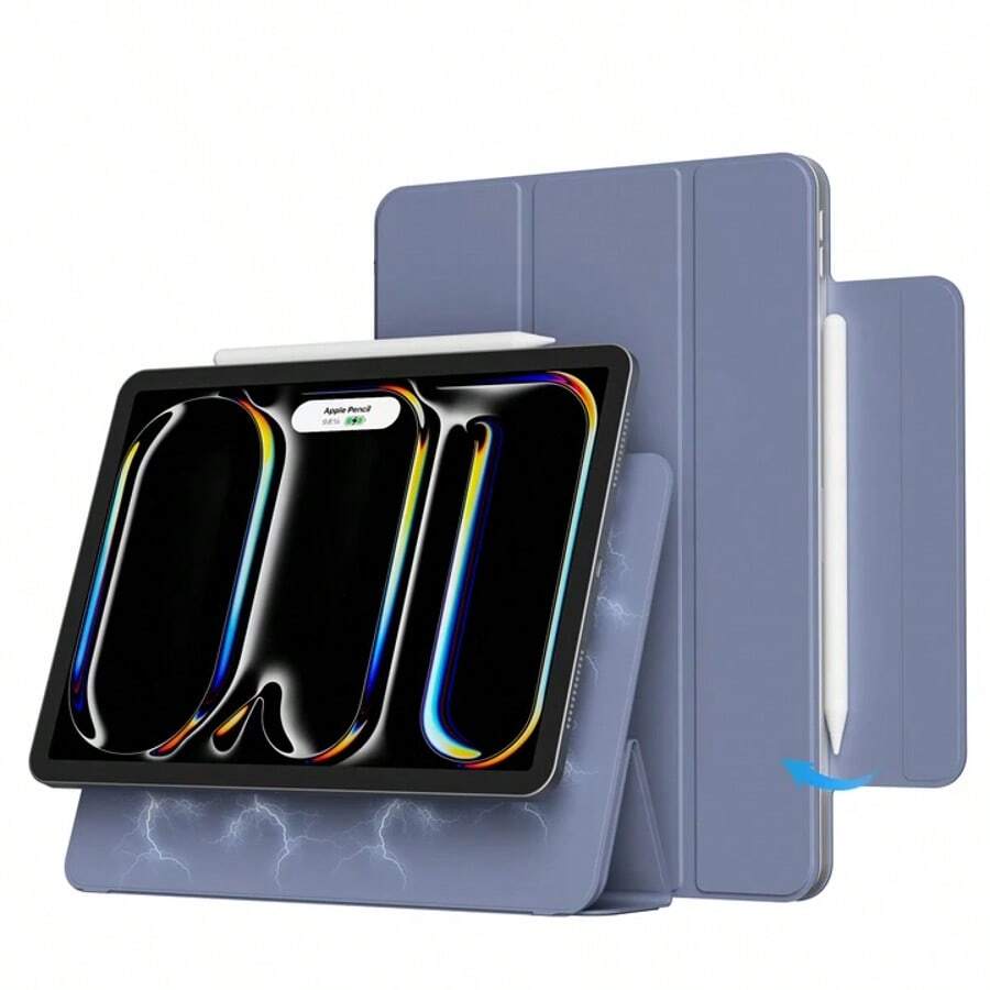 适用于 iPad Pro 13 英寸 M5 M4 2026、Air 11 M2 10.9、Air 5/10/11 代 A16 2025 M3、Air 13 的保护套，强力磁吸式超薄三折支架设计，支持 Apple Pencil Pro 和 Apple Pencil。