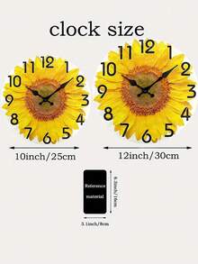 1pc 2D Beautiful Lifelike Big Sunflower Print Round Wall Clock, 12 Inch Quartz Analog Quiet Desk Clock Art AA Battery Not Included For Home,Office,School - Multicolor - View 5