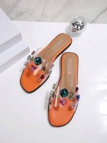 Giày sandal đế bằng thời trang mới cho nữ, giày đi biển, giày mùa hè. - trái cam - Xem 2