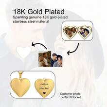 定制照片圆形吊坠项链，不锈钢激光雕刻肖像个性化项链，纪念礼物 - 彩色 - 查看 7