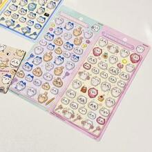 1张动漫卡通贴纸，可爱小猫动物贴纸，可重复使用防水贴纸，DIY手工贴纸，适用于DIY手机壳、DIY笔记本贴纸、DIY工艺品、笔记本电脑、礼品包装、派对装饰，完美的节日礼物，送给粉丝和朋友的礼物（款式随机） - 彩色 - 查看 2