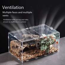 1 Transparent Acrylic Lizard Enclosure, Small Reptile/Amphibian Pet Square Feeding Box, Suitable For Wolf Spiders, Scorpions, Geckos, Etc. Features Good Ventilation And Airflow, High Transparency, Making It Easy To Observe Your Pet's Daily Life. - Clear - View 4