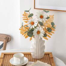 1pc Leaf-Shaped White Plastic Vase, A Decorative Ornament For Arranging Artificial And Dried Flowers, Suitable For Living Room Home Decor And As Tabletop Decoration Supplies For New Year, Valentine's Day, Mother's Day And Middle Eastern Festivals. - White - View 6