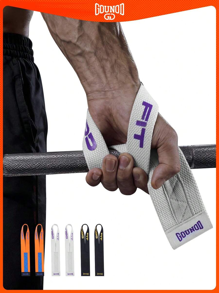 GOUNOD 1 对男女通用举重硬拉助力带，可调节腕带，耐用健身训练辅助工具，适用于杠铃举重和健身，健身配件。 - 彩色 - 查看 1