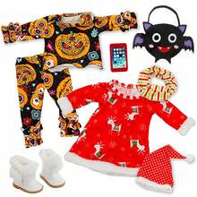 (Doll Not Included) Christmas Costume Set For 16-18 Inch Baby Dolls, Perfect For Dressing Up Dolls During The Holidays, Adding To The Festive Atmosphere, A Holiday Gift, A Children's Toy, And A Creative And Exquisite Present. - Đỏ - Xem 1