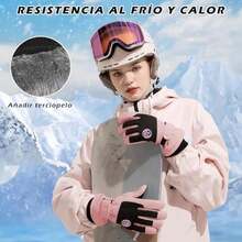 DQST Guantes para Frío Hombre y Mujer, Guantes Termicos, Guantes Impermeables para Nieve, Función de Pantalla Táctil, Antideslizante, Adecuado para Esquiar, Escalar Montañas, Cámping, Motocicletas. - M-Rosa - Ver 2