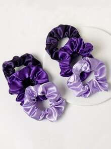 6 pièces Chouchous en soie violets, Supports de queue de cheval en satin élégants pour utilisation quotidienne des femmes, Accessoires de cheveux, Élastiques à cheveux, Voyage, Anniversaire - Prune - Voir 3