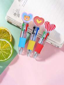 3支装情人节礼物：心形圆珠笔，卡通心形圆珠笔，多色按压式圆珠笔，情人节礼物，周年纪念礼物，派对小礼物，礼品填充物 - 彩色 - 查看 5