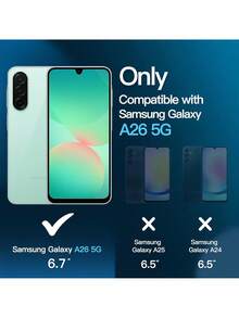 3 en 1 Funda Mate para Samsung Galaxy A26 5G con 2 Protector Pantalla Mica Cristal Vidrio Templado, Carcasa Antigolpes Translúcida Esmerilada con Protección Cámara (Menta),38082911 - Marrón Mocha - Ver 2