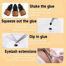 Long-Lasting Eyelash Extension Glue - 5ml/0.17oz, Eyelash Glue Eyelash,Quick-Dry, No Residue, Extension Supplies Black Lash Extension Eyelash Adhesive Strong Hold Drys In 1-2s With 2- 5 Weeks, At Home And Cluster Lash DIY - 彩色 - 查看 6